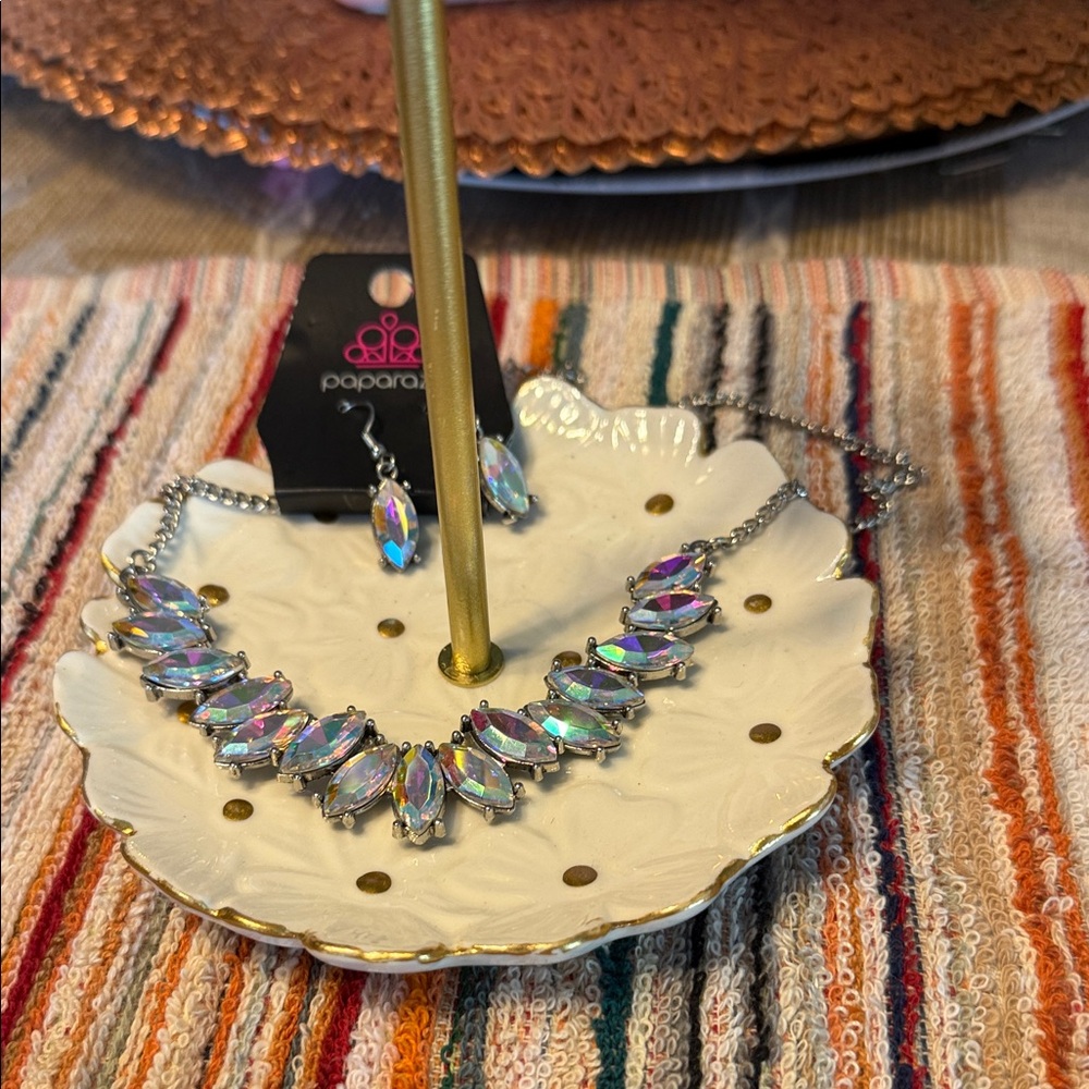 Paparazzi Silver Necklace with Iridescent Accents